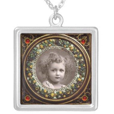 FLORENTINE RENAISSANCE FRUITS ,PHOTO TEMPLATE Ruby Silver Plated Necklace