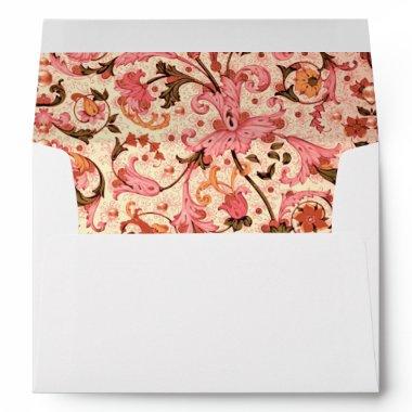 FLORENTINE RENAISSANCE PINK FLORAL SWIRLS,FLOWERS ENVELOPE