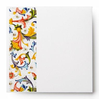 FLORENTINE RENAISSANCE YELLOW FLORAL SWIRL,FLOWERS ENVELOPE