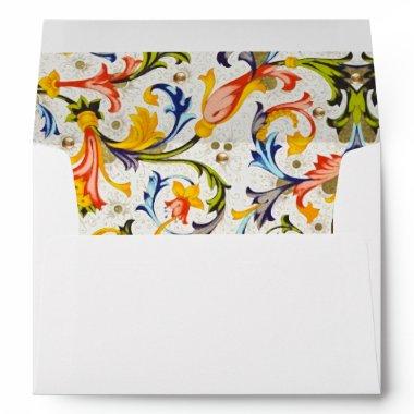 FLORENTINE RENAISSANCE YELLOW FLORAL SWIRL,FLOWERS ENVELOPE