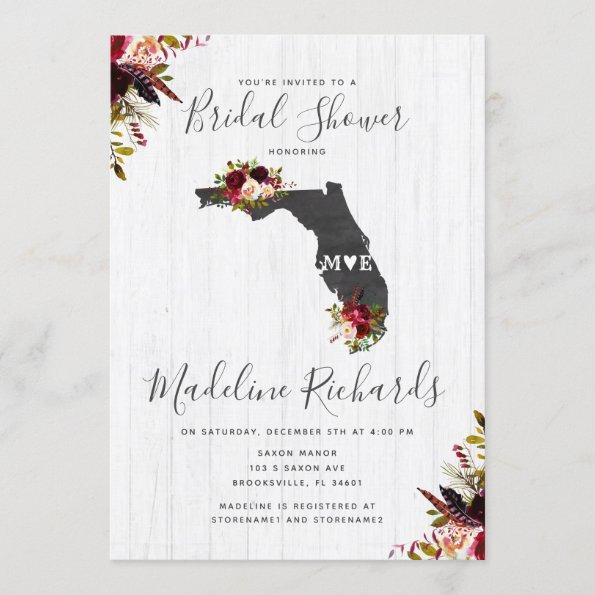 Florida State Destination Bridal Shower Invitations
