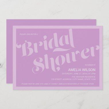 Flourish Typography Lavender Lilac Bridal Shower Invitations