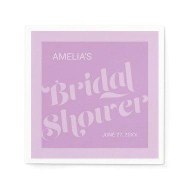 Flourish Typography Lavender Lilac Bridal Shower Paper Napkins