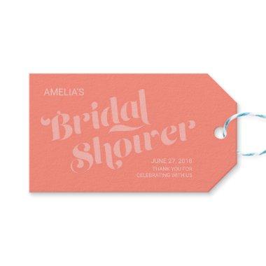 Flourish Typography Salmon Coral Bridal Shower Gift Tags