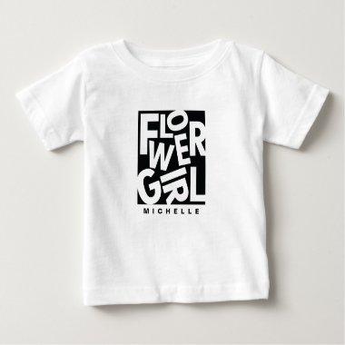 Flower baby girl in black typography, wedding baby T-Shirt