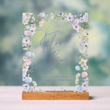 Flower Bar Floral Pink  Table Acrylic Sign