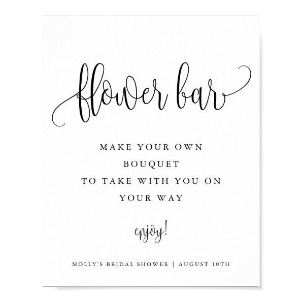 Flower Bar, Minimalist Calligraphy Script Editable Poster