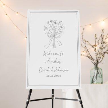Flower & Bow Sketch  Welcome Sign