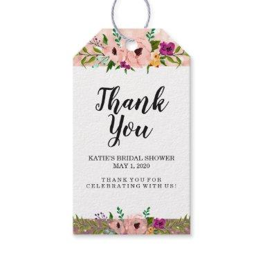 Flower Crown Glitter Bridal Shower Thank You Rose Gift Tags