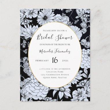 Flower drawing, black and white flowers postInvitations