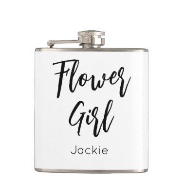 Flower Girl Black White Bridal Party Wedding Flask