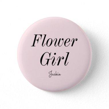 Flower Girl Blush Pink Black Wedding Button