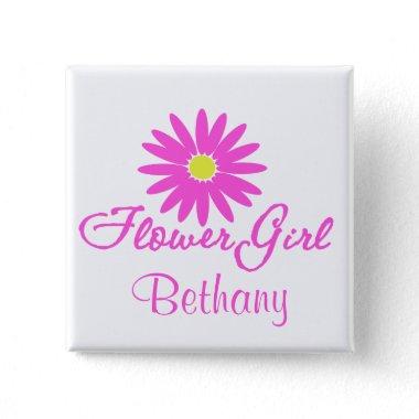 Flower Girl Daisy/ Pink Pinback Button