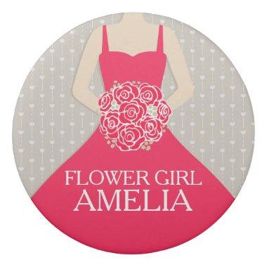 Flower girl in red dress thank you favor eraser