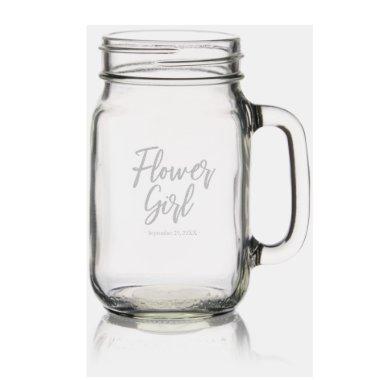 Flower Girl Personalized Bridal Party Mason Jar W/ Handle
