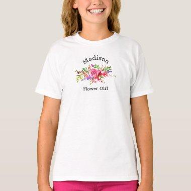 Flower Girl Pink Floral Wedding T-Shirt