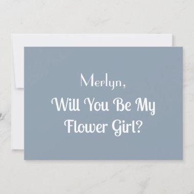 Flower Girl Proposal Dusty Blue Wedding Classy Invitations