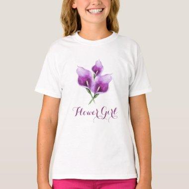 Flower Girl Purple Calla Lily Watercolor Floral T-Shirt