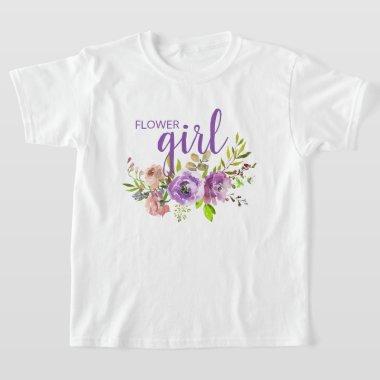 Flower Girl Purple Floral Wedding T-Shirt