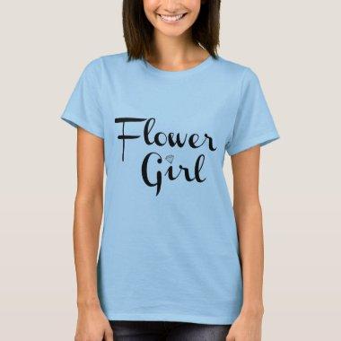 Flower Girl Retro Script Black on Blue T-Shirt