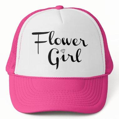 Flower Girl Retro Script Black on Pink Trucker Hat
