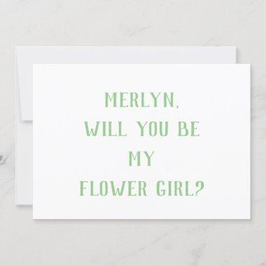 Flower Girl Sage Green White Minimal Wedding 2024 Invitations