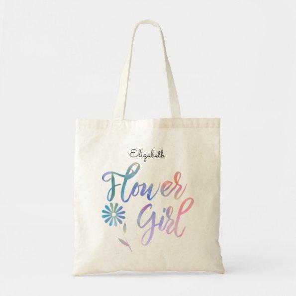 Flower Girl with Name Tote Bag