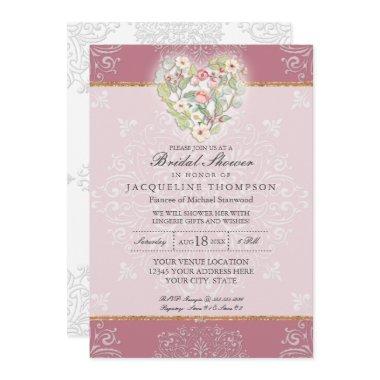 Flower Heart w Lace Dusty Berry Pink