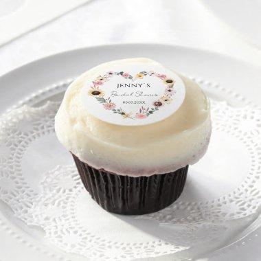 Flower-Heart Wedding  Edible Frosting Rounds