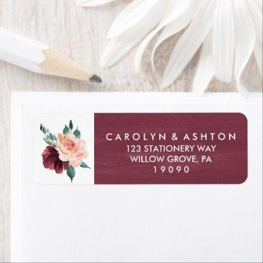 Flower Lettering | Maroon Watercolor Wedding Label
