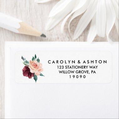 Flower Lettering | Maroon Wedding Label