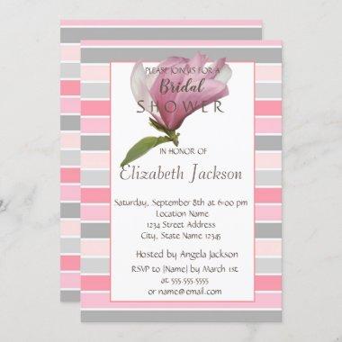 Flower,Magnolia Stripes Bridal Shower Invitations