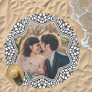 Flower Mandala Floral Shaped Personalized Photo Beach Towel