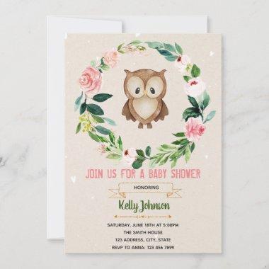 Flower owl invite