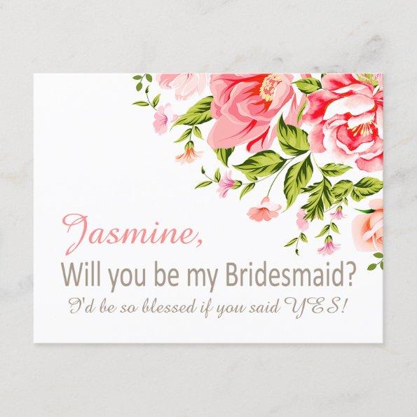 Flower Shower Will You Be My Bridesmaid? | pink Invitations