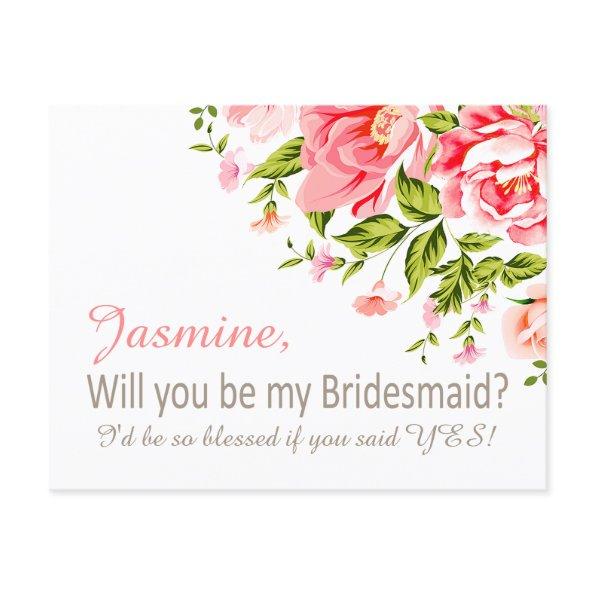 Flower Shower Will You Be My Bridesmaid? | pink Invitations