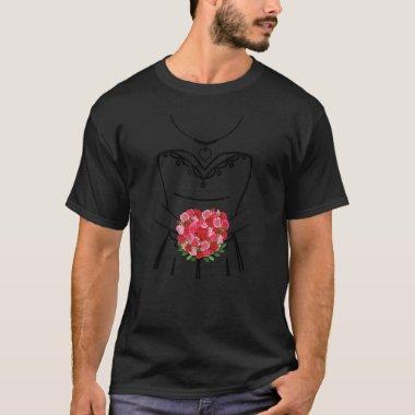 Flower Simple Marriage Bridal Shower Floral Engage T-Shirt