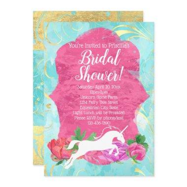 Flower Unicorn Fantasy Equestrian Bridal Shower Invitations