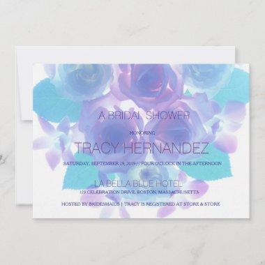Flowering Affection | Purple Aqua Floral Bridal Invitations