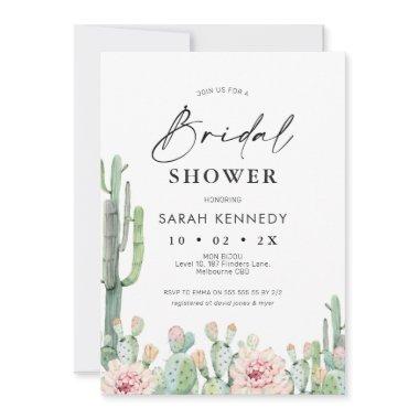 Flowering Cactus Fiesta Succulent Bridal Shower Invitations