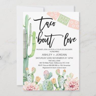 Flowering Cactus Taco bout Love Couples Shower Invitations