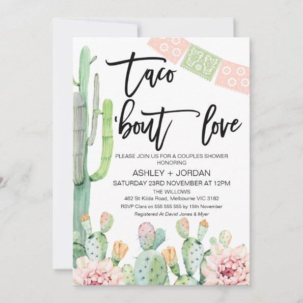 Flowering Cactus Taco bout Love Couples Shower Invitations