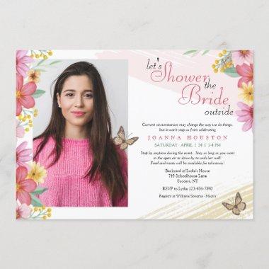 Flowers and Butterflies Stay or Go Shower Invitations