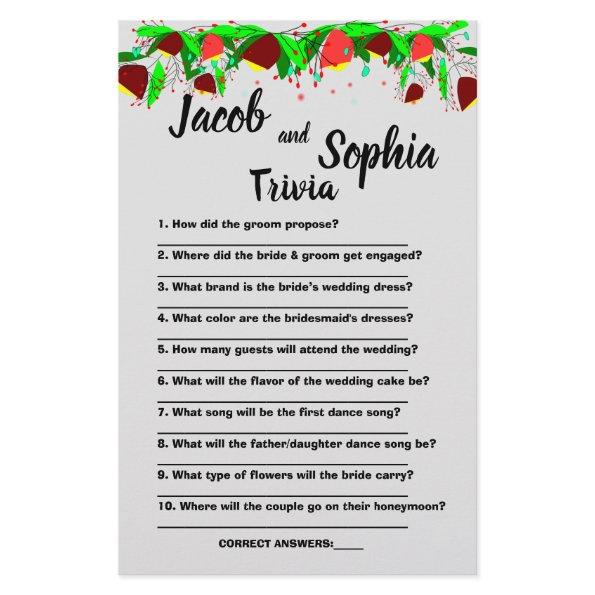 FLOWERS, BRIDE & GROOM TRIVIA SHOWER GAME  FLY FLYER