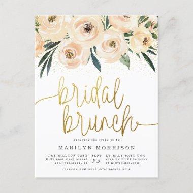 Flowers & Greenery Gold Bridal Brunch Shower Invitation PostInvitations