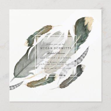 Flowing Feathers Watercolor | Bridal Shower Invitations