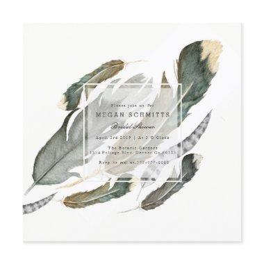 Flowing Feathers Watercolor | Bridal Shower Invitations