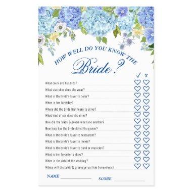 FLYER PAPER Blue Hydrangea Greenery Bridal Game