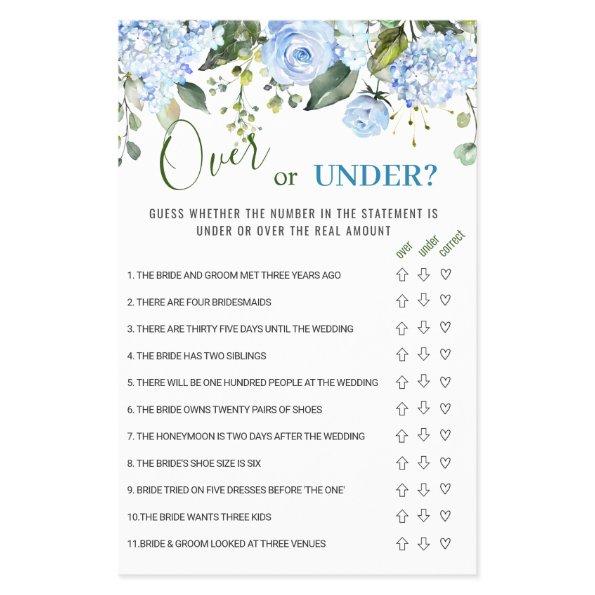 FLYER PAPER Blue Hydrangea Over Or Under Game
