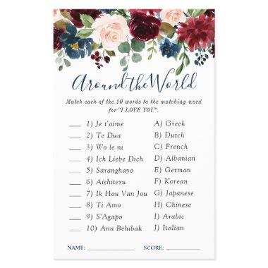 FLYER PAPER Burgundy Navy Blue Blush Flower Game